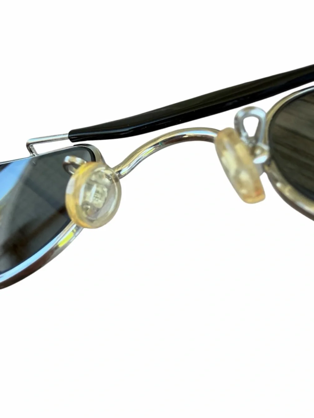 VTG l.a. Eyeworks Pine 405 Silver Black Low Profile Wire Sunglasses Artsy GUC